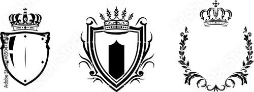 set black and white shield with crown