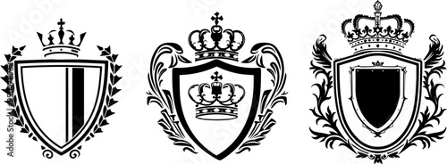 set black and white shield with crown