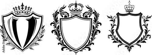 set black and white shield with crown