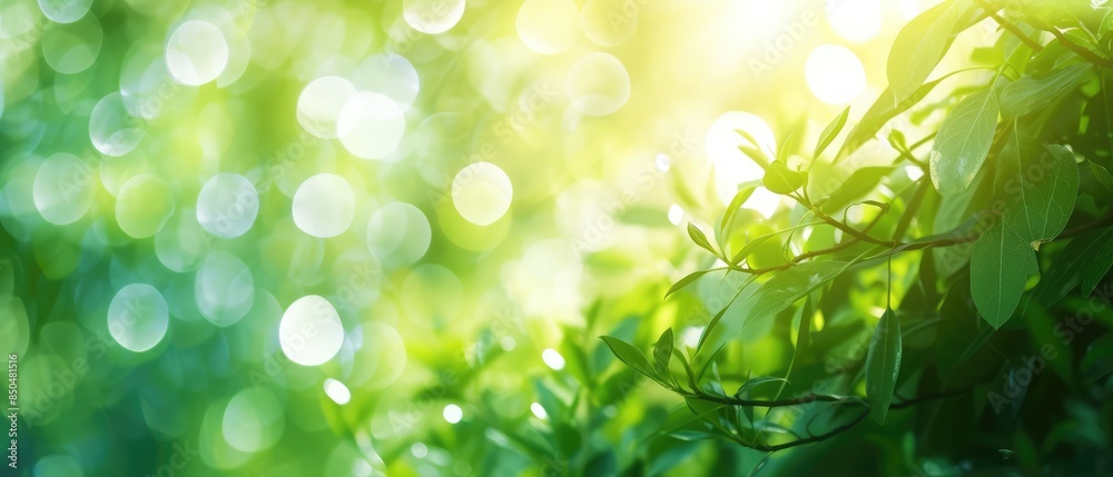 Green blurred nature background with light reflections. Green blurred nature background with light reflections.