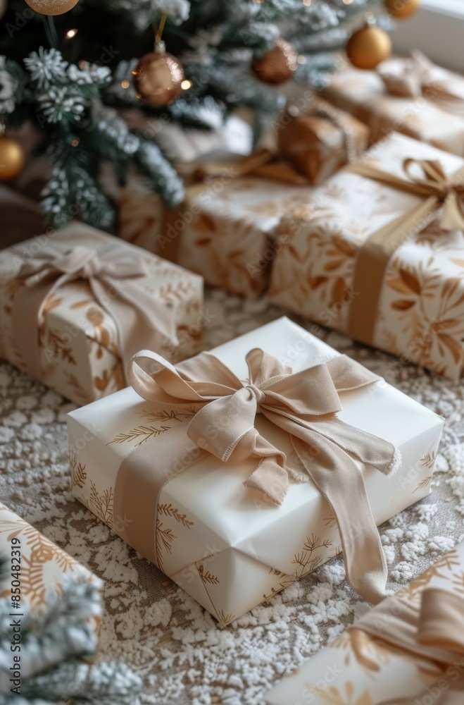 Wrapped Christmas Gifts Under a Decorated Christmas Tree