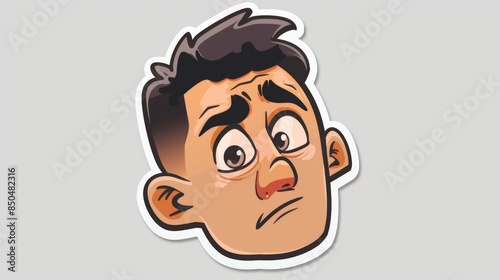 Sticker of a man with a bored expression half-closed eyes