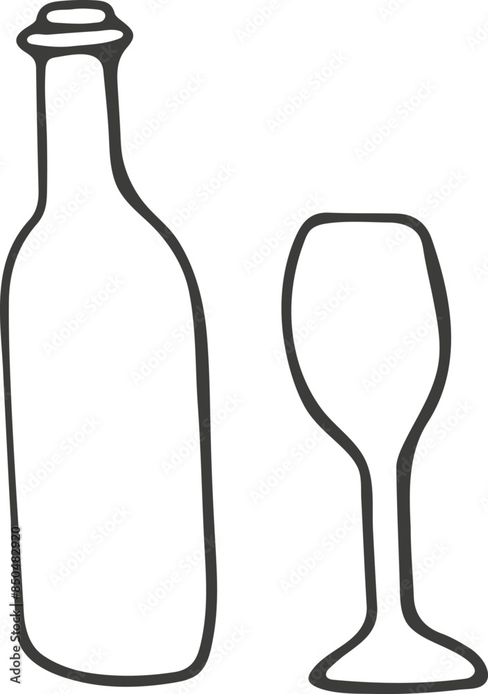 Wine icon. Hand drawn, doodle style. Vector picture.
