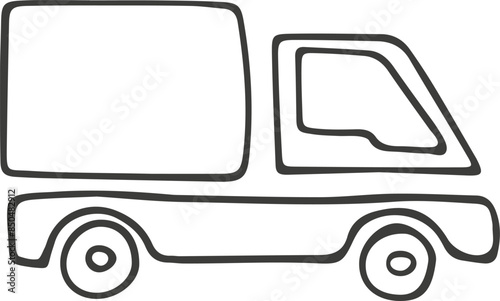 Truck icon. Hand drawn, doodle style. Vector picture.
