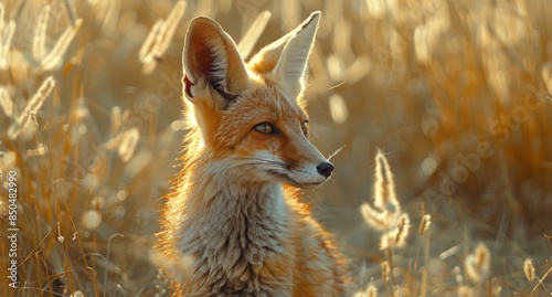 A Red Fox Stands in a Forest With Autumn Foliage