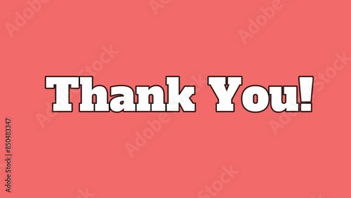 animation text thank you white color on black background 4k video