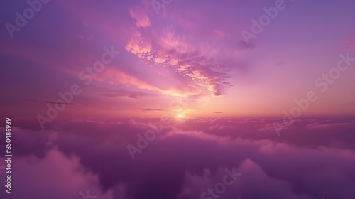 Aerial view sunset skyNature beautiful Light Sunset or sunrise over seaColorful dramatic majestic scenery sunset Sky with Amazing clouds and waves in sunset sky purple light cloud back : Generative AI photo