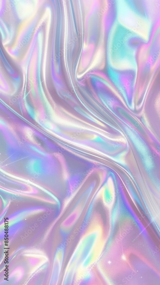 Obraz premium Iridescent holographic pastel liquid shiny background. Holographic background trendy iridescent light foil texture. 