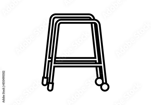 Icono negro de andador para ancianos