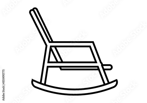 Icono negro de mecedora en fondo blanco