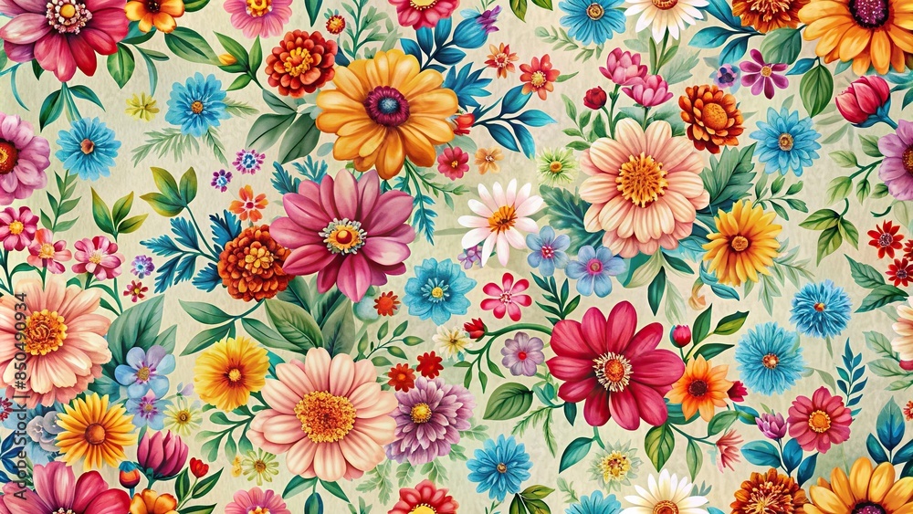 Pattern Zoom Background Pattern of colorful flowers on wallpaper for a Zoom meeting background ...