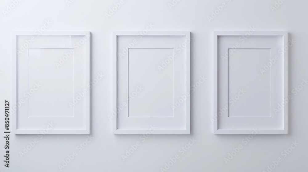 blank paper frames on white wall : Generative AI blank paper frames on white wall : Generative AI