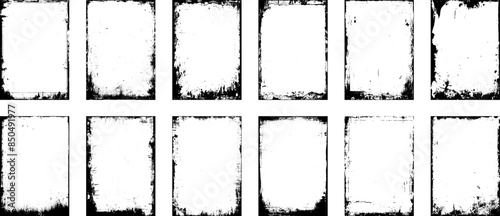 Distress overlay vector textures collection. Set of dotted abstract frame. Distressed overlay texture. Set of frame different distressed black texture. 