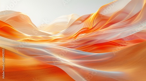 Abstract orange and white flowing fabric in a warm, ethereal light.