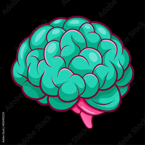 Creative brain art and human mind kawaii design,  Human nervous system brain organ vector