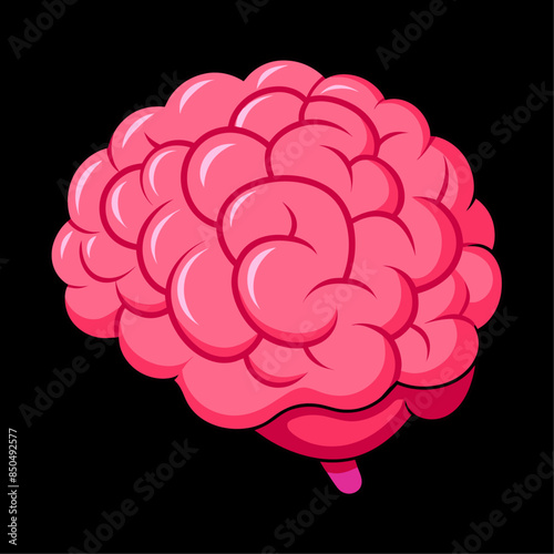 Creative brain art and human mind kawaii design,  Human nervous system brain organ vector
