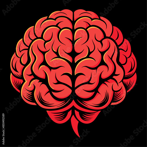 Creative brain art and human mind kawaii design,  Human nervous system brain organ vector