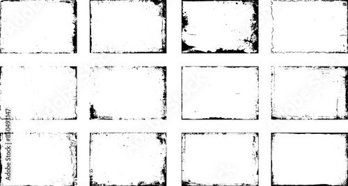 Distress overlay vector textures collection. Set of dotted abstract frame. Distressed overlay texture. Set of frame different distressed black texture. 