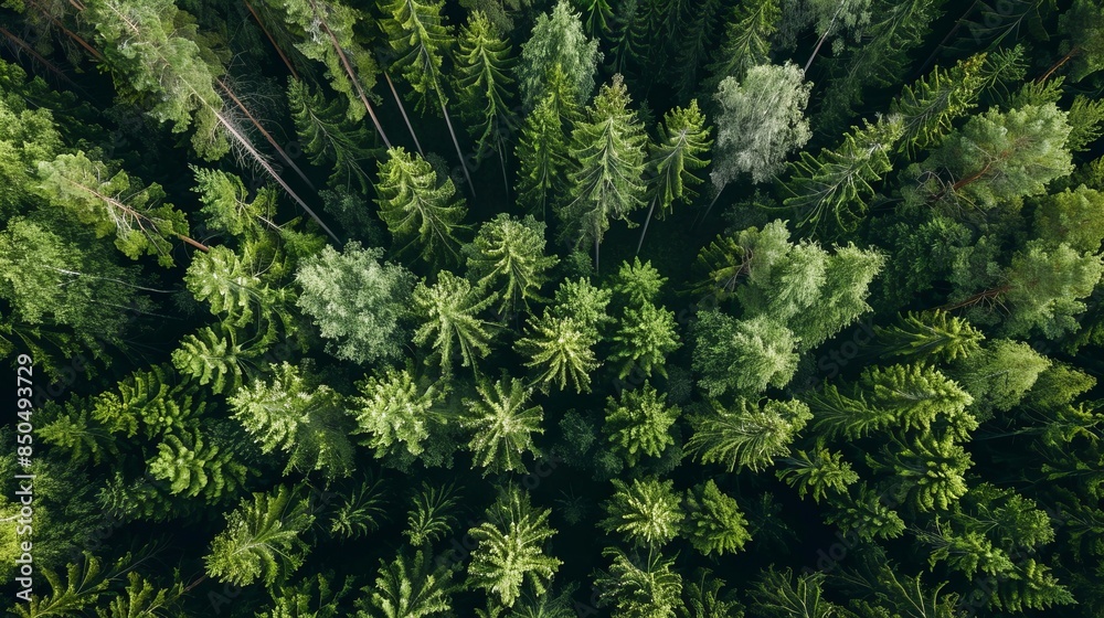 Obraz premium A photo taken from above of a forest in Finland in the summer.