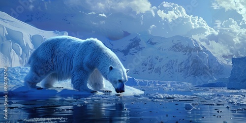 Polar Bear on Floating Iceberg © jambulart