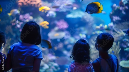 People observing fish at the aquarium : Generative AI photo