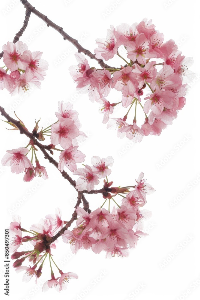 Obraz premium flower Photography, Cherry blossoms Akebono, Isolated on white Background