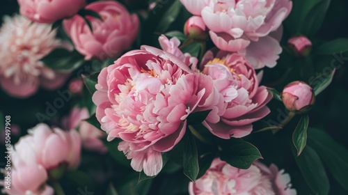 Fototapeta Naklejka Na Ścianę i Meble -  Close up of lovely pink peonies in bloom