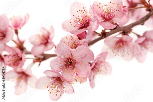 flower Photography, Cherry blossoms Kanzan, Close up view, Isolated on white Background