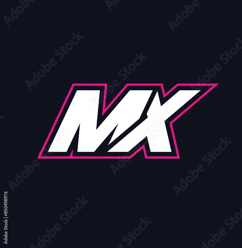 MX merged logo mx letter Pink outline mascot style elegant design	