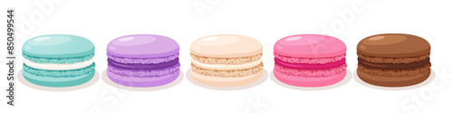 Macarons dessert with different flavors.
