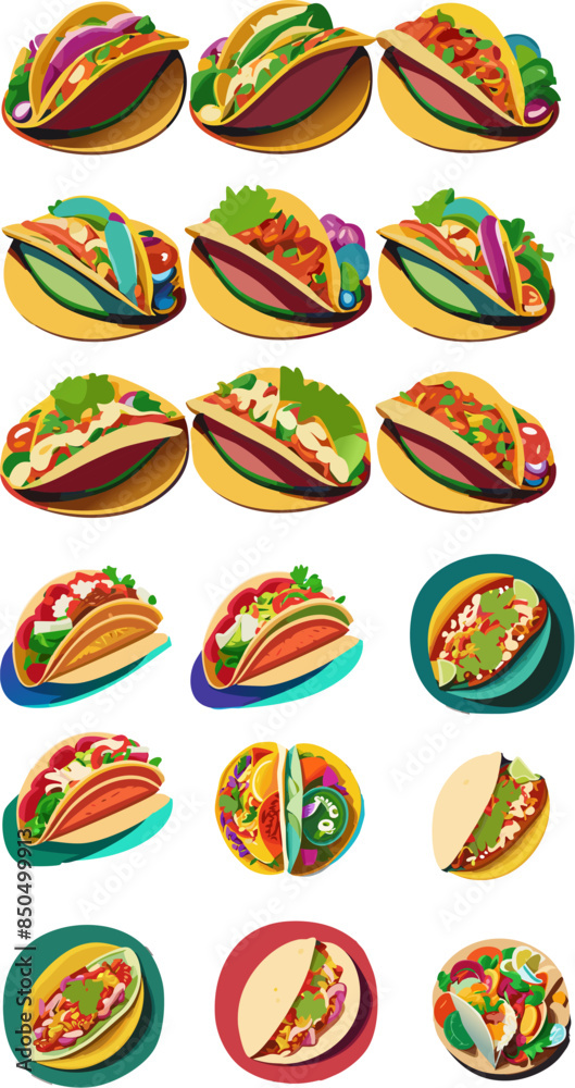 Vibrant Taco Fiesta Collection Vector Art