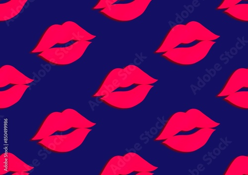 Wallpaper Mural Kiss. Kiss pattern. Beauty business card. lips Glamour. Pink kiss Torontodigital.ca