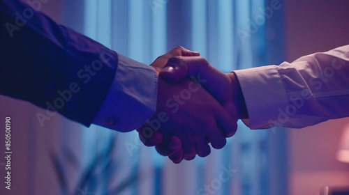 agent lease successful managementReal estate brokerage manager shaking hands with client after signing home purchase contract in real estate agency office : Generative AI