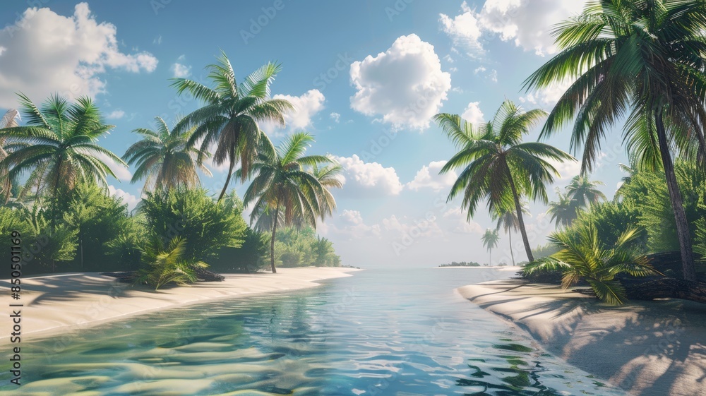 Obraz premium Serenity by the Shore. Tropical Oasis Awaits.