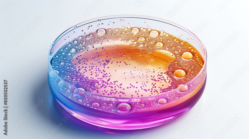Pathogen reduction in a petri dish, lab element, 3D illustration, colorful, isolated on white background Pathogen reduction in a petri dish, lab element, 3D illustration, colorful, isolated on white background