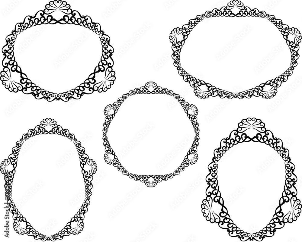 Obraz premium Set of ornate frames isolated on a white background. Vector illustration