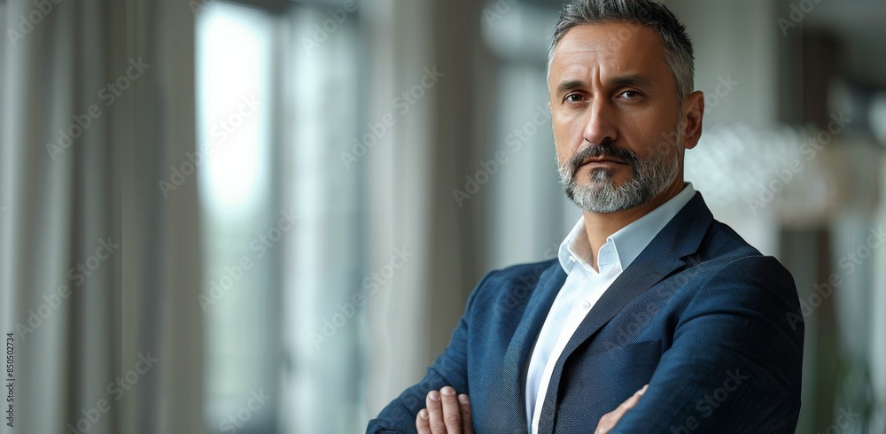 Fototapeta premium Confident Businessman Standing in Modern Office Building