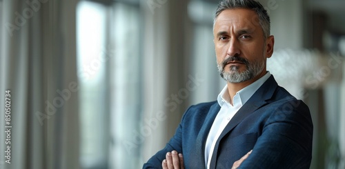 Confident Businessman Standing in Modern Office Building