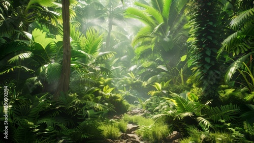 Enchanted Jungle Path. Nature's Green Sanctuary.