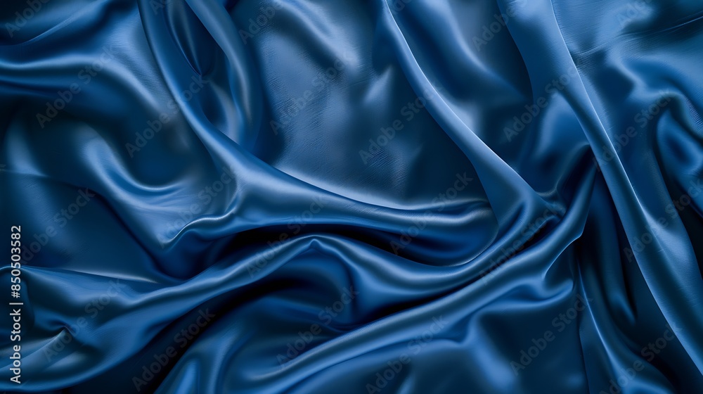 Dark blue silk satin Soft folds Fabric Navy blue luxury background Space for designWavy linesBanner WideLong Flat lay top view table Beautiful Elegant Birthday Christmas Valentines Day : Generative AI Dark blue silk satin Soft folds Fabric Navy blue luxury background Space for designWavy linesBanner WideLong Flat lay top view table Beautiful Elegant Birthday Christmas Valentines Day : Generative AI