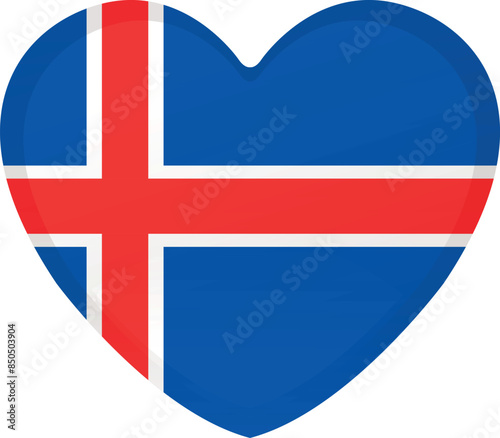 Iceland heart shape flag icon