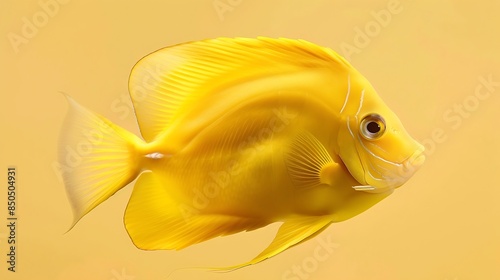 Palais de la Porte Dore Tropical fishes View of a yellow surgeonfish : Generative AI photo