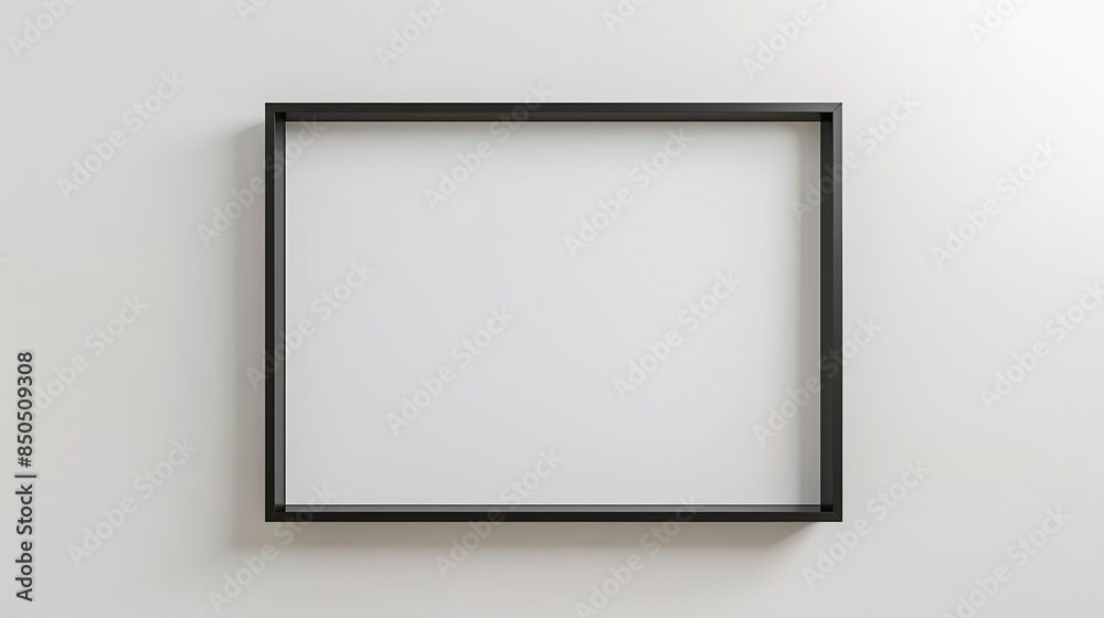 Black rectangular picture frame on white wall with blank paper in it You can place your image in this frame Interior photo Painting poster photograph Decorate your apartment in a moder : Generative AI Black rectangular picture frame on white wall with blank paper in it You can place your image in this frame Interior photo Painting poster photograph Decorate your apartment in a moder : Generative AI
