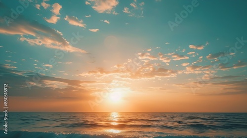 Beach dawn sunrise Evening sky with clouds Golden hours afternoon vanilla sky Seashore sunburn or Sunset : Generative AI