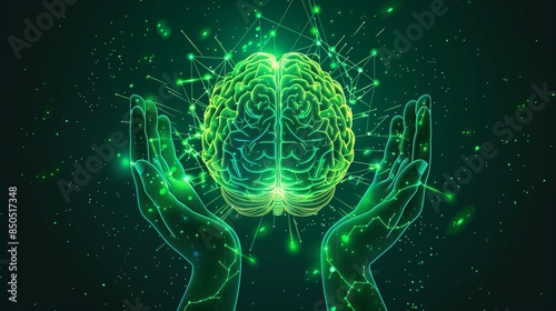 Wallpaper Mural World mental health day october 10 line art. Mental health matters. Psychology concept art. Care and awareness of psychological disorders. Trauma Healing. PTSD treatment. Handle with care. Brain green Torontodigital.ca