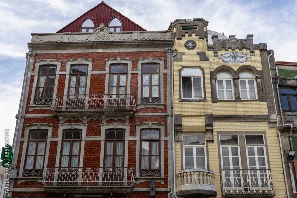 Facade of Old Buildings in Póvoa de Varzim - Portugal Facade of Old Buildings in Póvoa de Varzim - Portugal