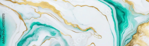 Luxurious marble wallpaper background. Luxury marble texture with gold glitter and aqua green tone. Aqua ocean blue marbling with natural luxury style swirls of marble and gold powder geode pattern.