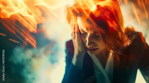 Businesswoman and stress How can they fight it Pain including back pain Acne and other skin problems like rashes hives Headaches Upset stomach Feeling like you have no control Lack of : Generative AI