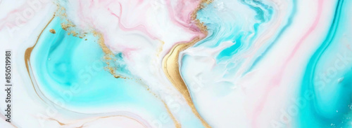 Luxury marble pink and aqua blue tone with gold glitter texture. Indigo ocean blue marbling with pink natural luxury style swirls of marble and gold powder geode pattern.