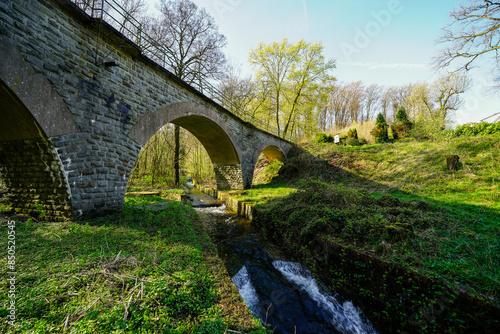 View of the Plessen viaduct near the Hasper dam. Old valley bridge in Hagen-Haspe.
 photo